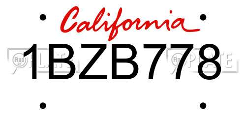 1BZB778 California License Plate