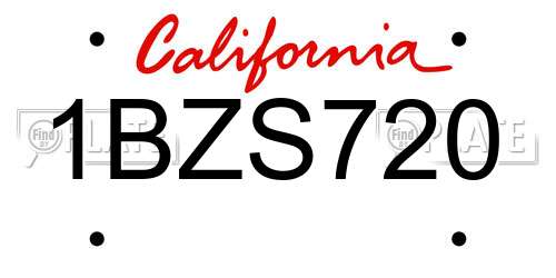 1BZS720 California License Plate