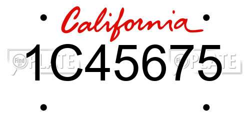 1C45675 California License Plate
