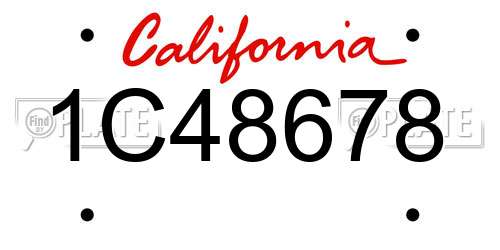 1C48678 California License Plate