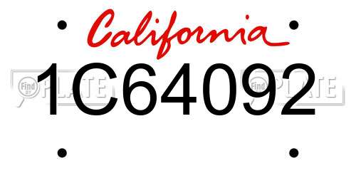 1C64092 California License Plate