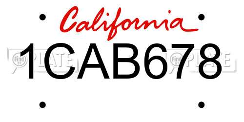 1CAB678 California License Plate