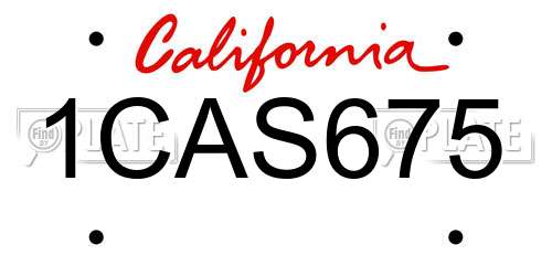 1CAS675 California License Plate