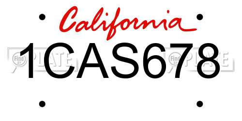1CAS678 California License Plate