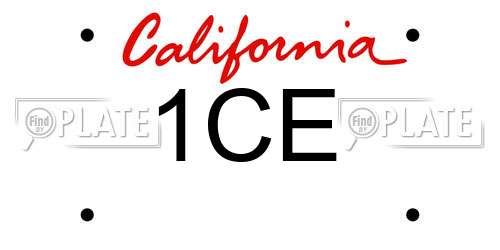 1CE California License Plate