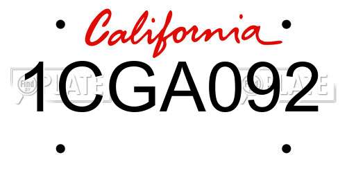 1CGA092 California License Plate