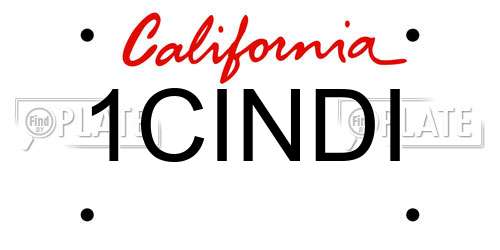1CINDI California License Plate