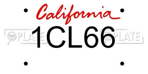 1CL66 California License Plate