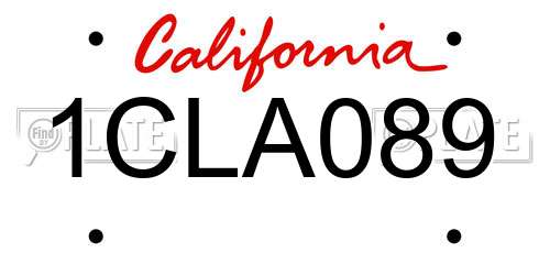 1CLA089 California License Plate