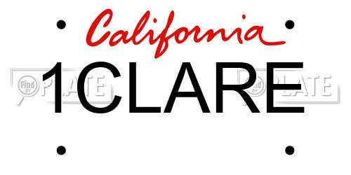 1CLARE California License Plate