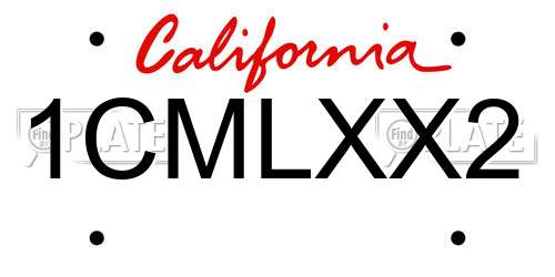 1CMLXX2 California License Plate