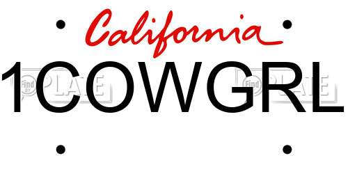 1COWGRL California License Plate