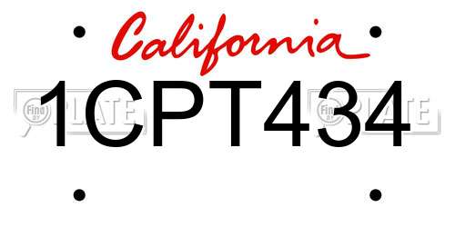 1CPT434 California License Plate