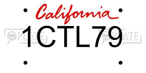 1CTL79 California License Plate