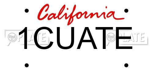 1CUATE California License Plate