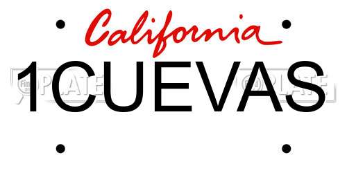 1CUEVAS California License Plate