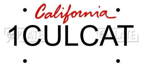 1CULCAT California License Plate