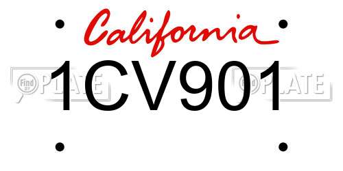 1CV901 California License Plate