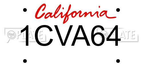 1CVA64 California License Plate
