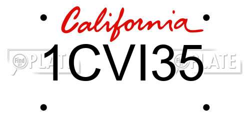 1CVI35 California License Plate