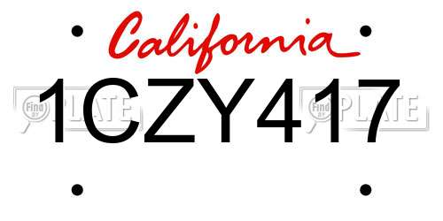 1CZY417 California License Plate