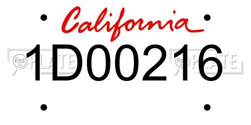 1D00216 California License Plate