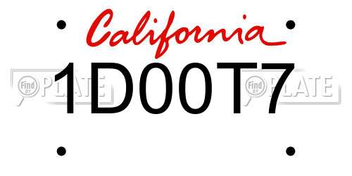 1D00T7 California License Plate