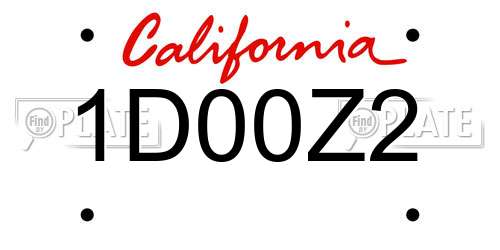 1D00Z2 California License Plate