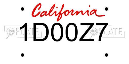 1D00Z7 California License Plate