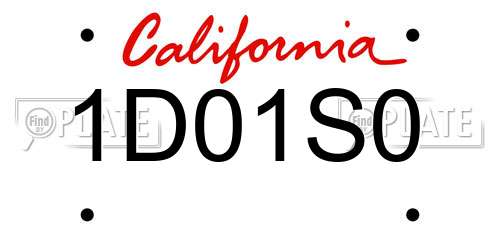 1D01S0 California License Plate