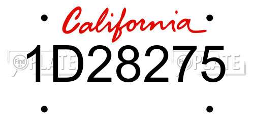 1D28275 California License Plate