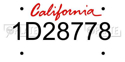1D28778 California License Plate