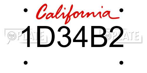 1D34B2 California License Plate