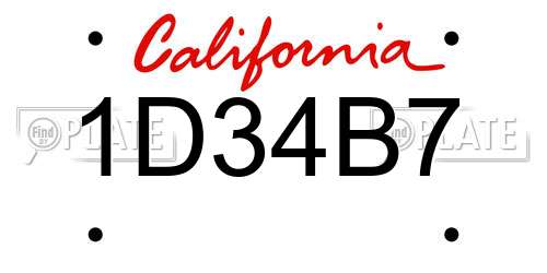1D34B7 California License Plate
