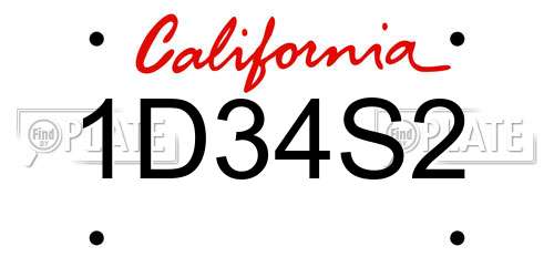 1D34S2 California License Plate