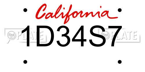 1D34S7 California License Plate