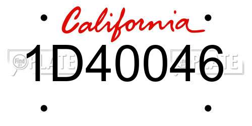 1D40046 California License Plate