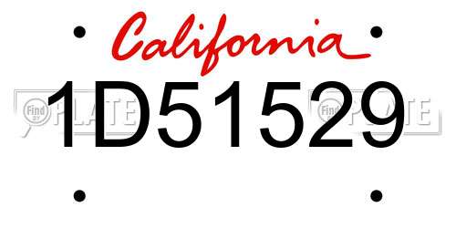 1D51529 California License Plate