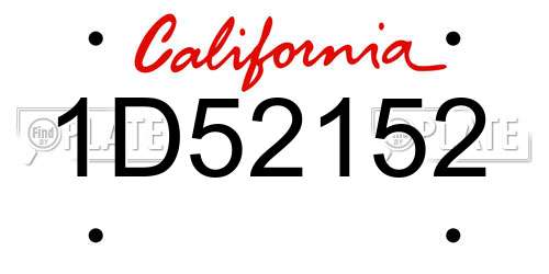 1D52152 California License Plate