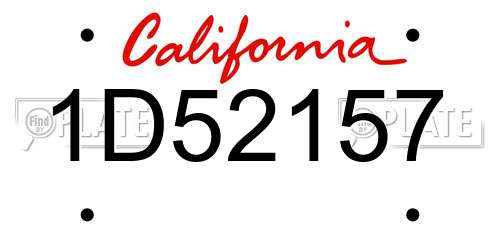 1D52157 California License Plate