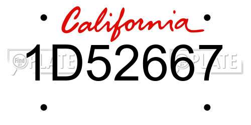 1D52667 California License Plate