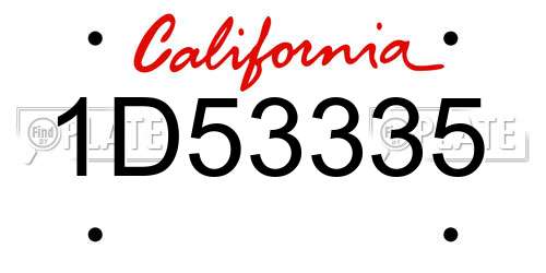 1D53335 California License Plate