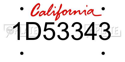 1D53343 California License Plate