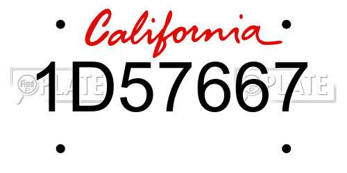 1D57667 California License Plate
