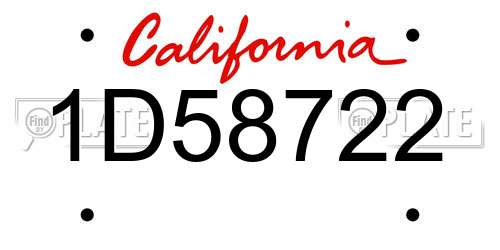 1D58722 California License Plate