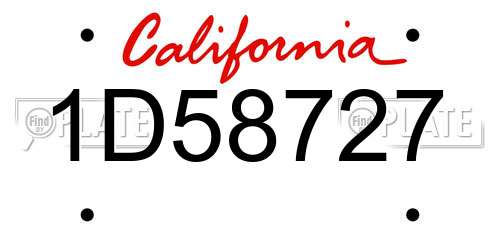 1D58727 California License Plate