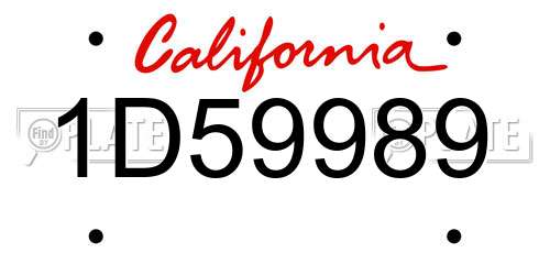1D59989 California License Plate