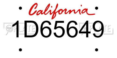 1D65649 California License Plate