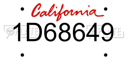 1D68649 California License Plate