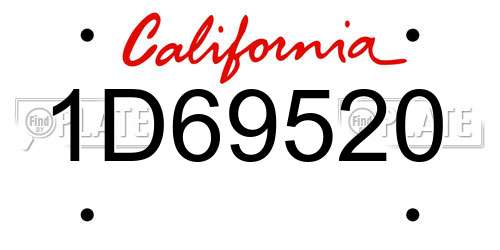 1D69520 California License Plate